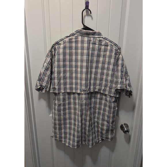 Columbia PFG Super Bonehead Auburn White Plaid Short Sleeve Shirt Mens L SEC - Picture 6 of 9